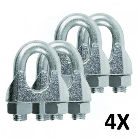 Kit 4 Clips Grampado Para Cabo De Aço 10Mm 3/8'' - Clip Grampado Imagem de Kit 4 Clips Grampado Para Cabo De Aço 10Mm 3/8''