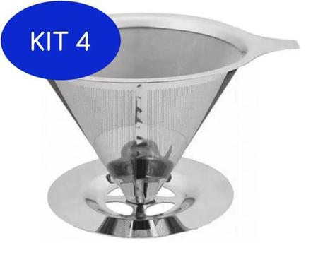 Imagem de Kit 4 Coador Filtro Para Café Aço Inox Permanente M - 123