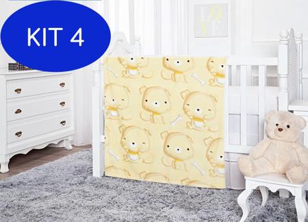 Imagem de Kit 4 Cobertor Infantil 90X1,10 Baby Flannel Milk