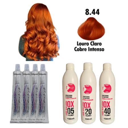 Imagem de Kit 4 Coloração Cabelos Louro Cobre + Ox Juzy