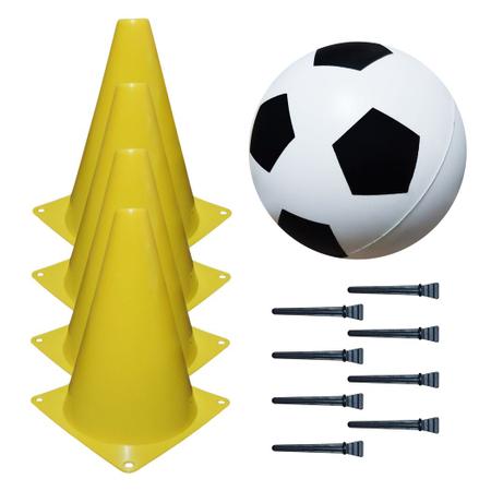 Brinquedo Kit Jogo De Futebol Com Cones E Bola Infantil