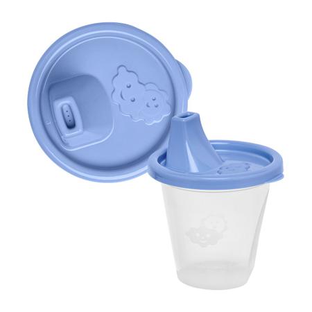 Imagem de Kit 4 Copos Infantil Azul Com Bico Dosador 245ml 10,5x8 Cm