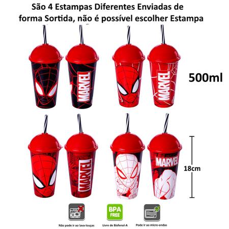 Imagem de Kit 4 Copos para Festa do Homem Aranha Shake com Canudo