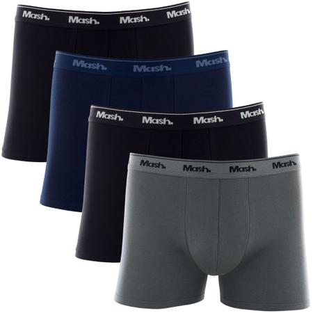 Imagem de Kit 4 Cuecas Lisa Mash Básica Boxer Box Algodão Cotton Masculina Homem Cores Básicas