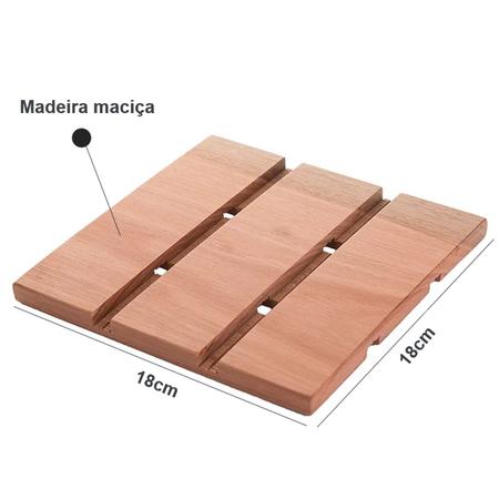 Imagem de Kit 4 Descansos para Panelas em Madeira Essence 18x18cm Suportes para Panelas e Travessas Quentes