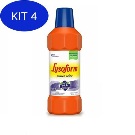 Imagem de Kit 4 Desinfetante Uso Geral Suave Odor Lysoform Frasco 1 L