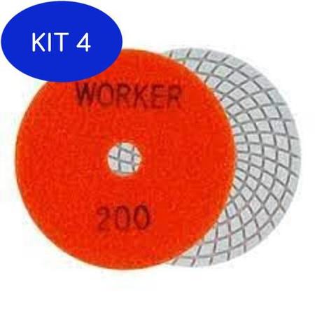 Imagem de Kit 4 Disco De Lixa Diamantado 100Mm G.200 - Worker