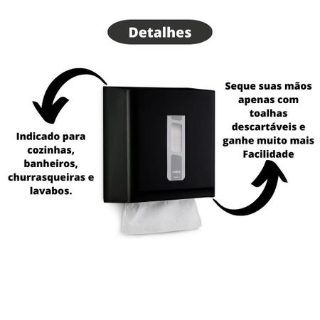 Imagem de Kit 4 Dispenser Papel Toalha Interfolhas Preto Street Nobre