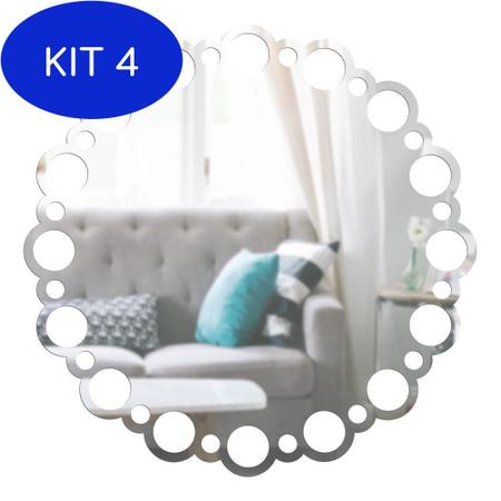 Imagem de Kit 4 Espelho Decorativo Com Moldura Trabalhada Círculos