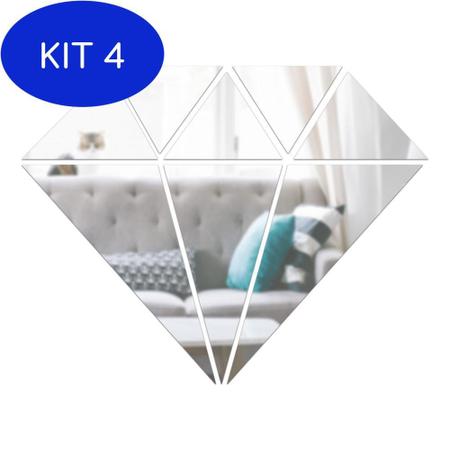 Imagem de Kit 4 Espelho Decorativo - Formato Diamante