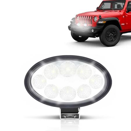 Kit 4 Farol De Milha Auxiliar Oval 8 Led 6000K Lente Branca - fx automotive Imagem de Kit 4 Farol De Milha Auxiliar Oval 8 Led 6000K Lente Branca
