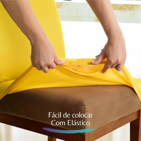 Imagem de Kit 4 Forro para Cadeira Estampado de Malha Limpa Estoque Amarelo