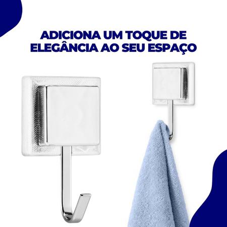 Imagem de Kit 4 Gancho Cabide Cabideiro Suporte Porta Toalha de Rosto de Parede Banheiro 3M Cromado Arthi