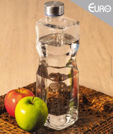 Imagem de Kit 4 Garrafas De Vidro C/tampa Inox 1 Litro Para Água Leite Suco