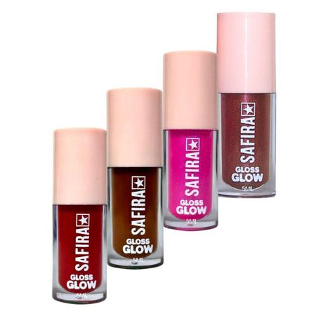 Imagem de Kit 4 Gloss Hidratante Labial Glow 5Ml Safira Cosméticos