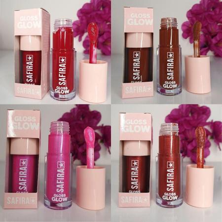 Imagem de Kit 4 Gloss Hidratante Labial Glow 5Ml Safira Cosméticos