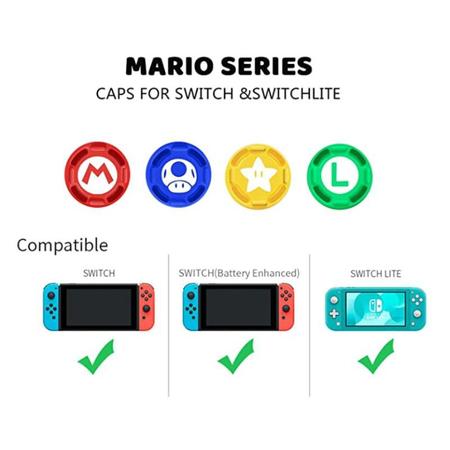 Imagem de Kit 4 Grips Capa Analógico Super Mario para Joy-con Capinha Borrachinha N Switch Joycon