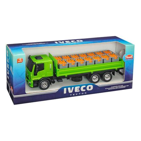 Kit 4 Iveco Caminhão Brinquedo Bebida Baú Basculante e Lixo em