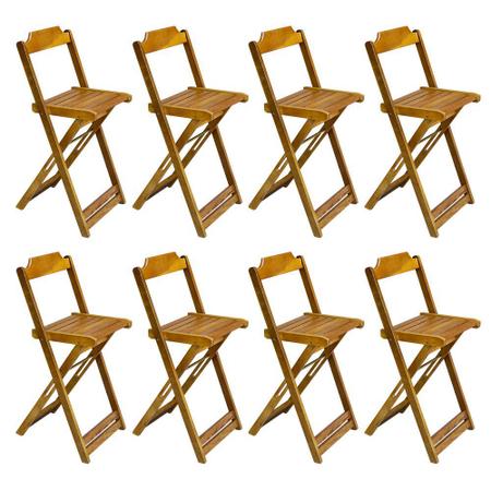 Imagem de Kit 4 Jogos de Mesa Bistrô de Madeira com 2 Cadeiras Dobravel Ideal para Bar e Restaurante Mel