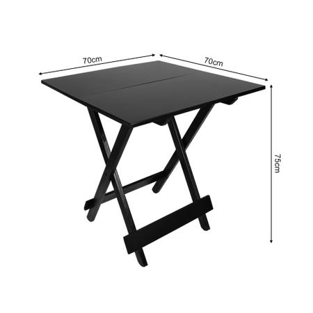 Imagem de Kit 4 Jogos de Mesa Dobrável 70x70 com 4 Cadeiras de Madeira Ideal para Bar e Restaurante -  Preto