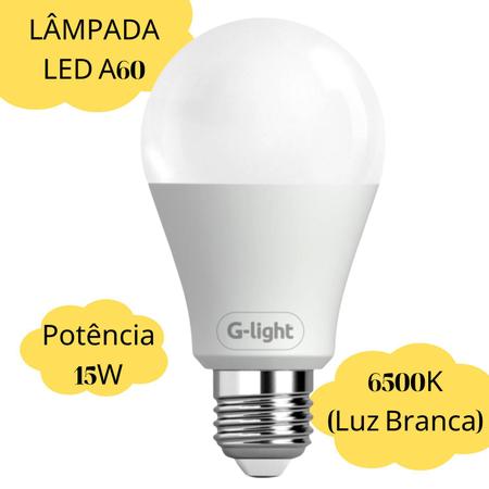 Imagem de Kit 4 Lampada Led Branca 6500K 15w 1311 Lumens Autovolt 100V/240V E27 Potente e Econômica A60 para Uso Residencial