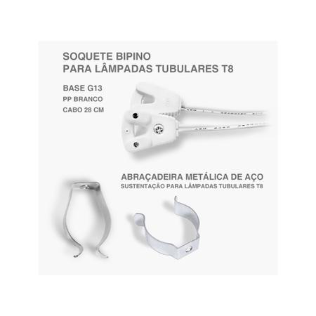 Imagem de KIT 4 Lâmpadas Tubular LED T8 Color 9W 60cm Bivolt + Soquetes e Abraçadeiras - LUZ AZUL