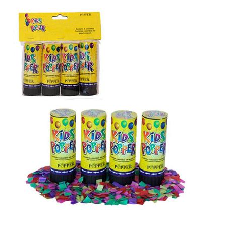 Imagem de Kit 4 Lança Confetes Coloridos Papel Crepom Kids Para Festas Carnaval 11cm 