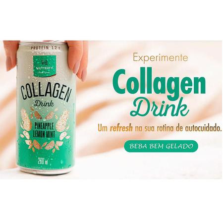 Imagem de Kit 4 Latas Collagen Drink Abacaxi Hortelã Limão 260ml Colágeno Líquido Bebida Drinque