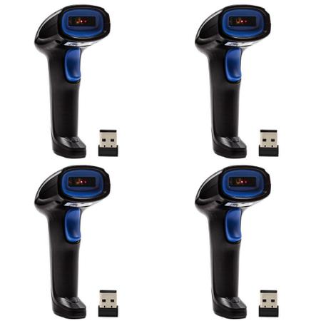 Imagem de kit 4 Leitor Scanner De Códigos De Barras Sem Fio LASER Wireless USB Alta Precisão