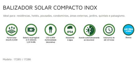 Imagem de Kit 4 Luminárias Luz Solar Inox Led Poste Iluminação Jardim