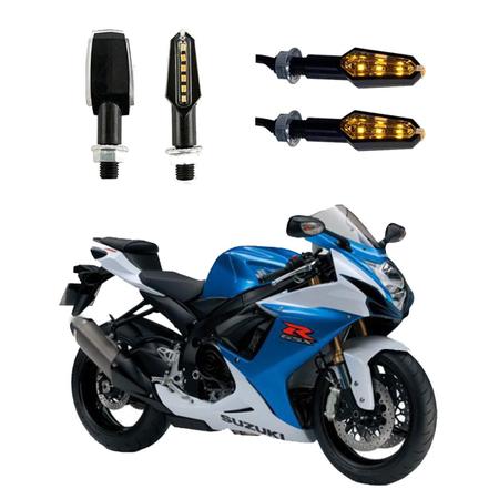 Imagem de KIT 4 Luz Seta Esportiva Pisca de Led Modelo P29 Para Moto SUZUKI GSX 750F Ano 2004 2005 2006 2007 2008 2009