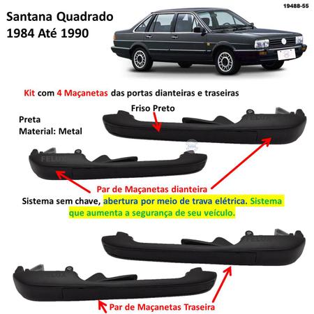 Kit 4 Maçaneta Externa s/chave Santana Quadrado Friso Preto - Felux Imagem de Kit 4 Maçaneta Externa s/chave Santana Quadrado Friso Preto