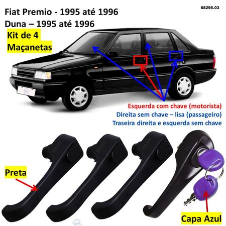 Imagem de Kit 4 Maçanetas Externa c/chave Fiat Premio 1995-1996