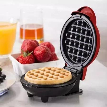 Imagem de kit 4 máquina waffle mini maker 110v antiaderente portail eletrica redonda cafe da manhã