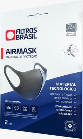 Imagem de Kit 4 Máscaras de Proteção Facial AirMask Lavável Reutilizável Alta Tecnologia Filtração  Cinza G