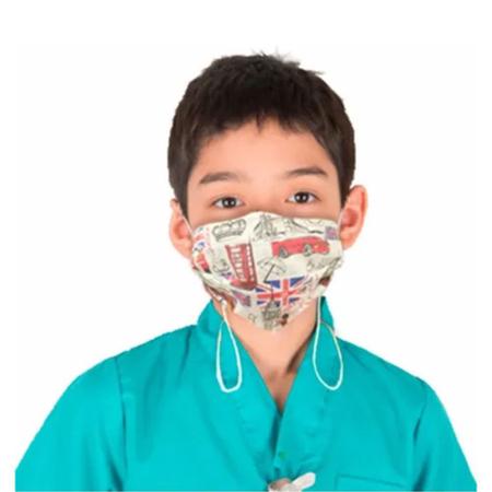Imagem de Kit 4 Máscaras Infantil Tecido Dupla Proteção Com Clipe Nasal
