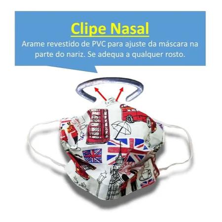 Imagem de Kit 4 Máscaras Infantil Tecido Dupla Proteção Com Clipe Nasal