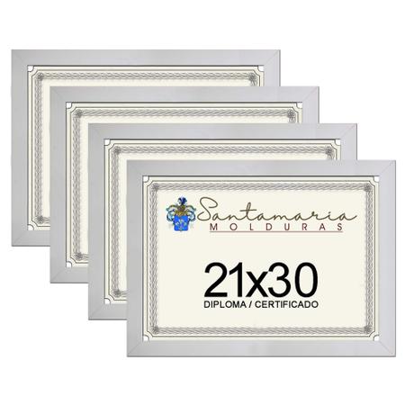 Imagem de Kit 4 Molduras Porta Diploma Certificado A4 21x30 Branco