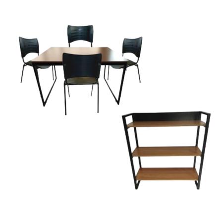 Imagem de Kit 4 móveis cozinha mesa jantar + aparador + cadeiras sala