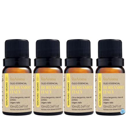 Imagem de Kit 4 Óleo Essencial Bergamota 10ml Via Aroma - Bergamot Italy 