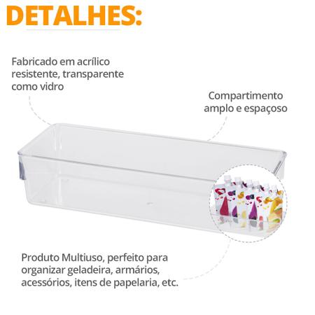 Imagem de KIt 4 Organizador Geladeira/armário/cozinha Acrílico 23x8x5