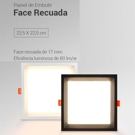 Imagem de Kit 4 Painel Plafon Led Embutir Recuado 22W Branco Neutro 4000K Preto