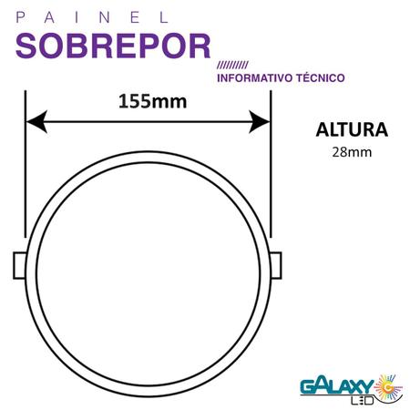 Kit 4 Painel Plafon Redondo Sobrepor 12W Branco Neutro 4000k - Galaxyled Imagem de Kit 4 Painel Plafon Redondo Sobrepor 12W Branco Neutro 4000k