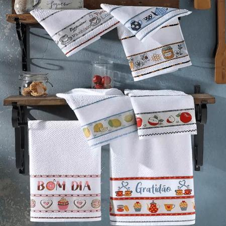 Imagem de Kit 4 Pano De Prato Jacquard Atoalhado p/ Bordar Vigo Dohler