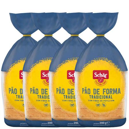 Imagem de Kit 4 Pão de Forma sem Glúten Schar Tradicional 200g