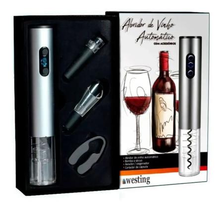 Imagem de KIT 4 PÇ Abridor De Vinho Elegante Eletrico com LED - Durawell