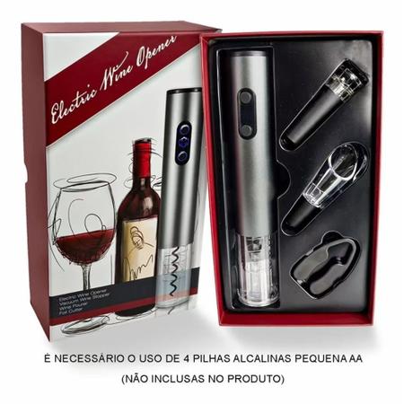 Imagem de Kit 4 Peças Abridor De Vinho Elegante Elétrico com LED - Durawell