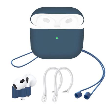 Imagem de Kit 4 Peças Case Segurador Fio Pret Compatível Com AirPods 3