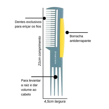 Imagem de Kit 4 Pentes Com Dentes Largos E Espaçados Marco Boni