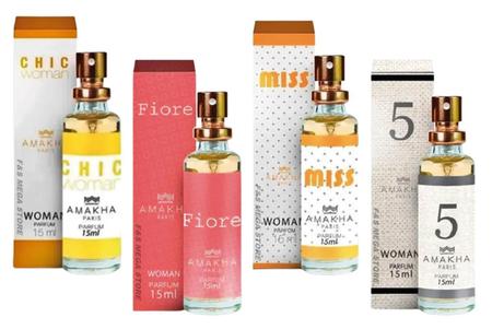 Imagem de Kit 4 Perfume Feminino Amakha Paris Chic Fiore Miss N 5